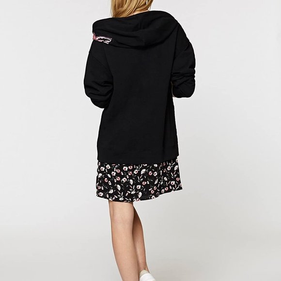 SOLD Sanctuary Floral Embroidered Zip Up Hoodie Sweatshirt - Picture 4 of 9